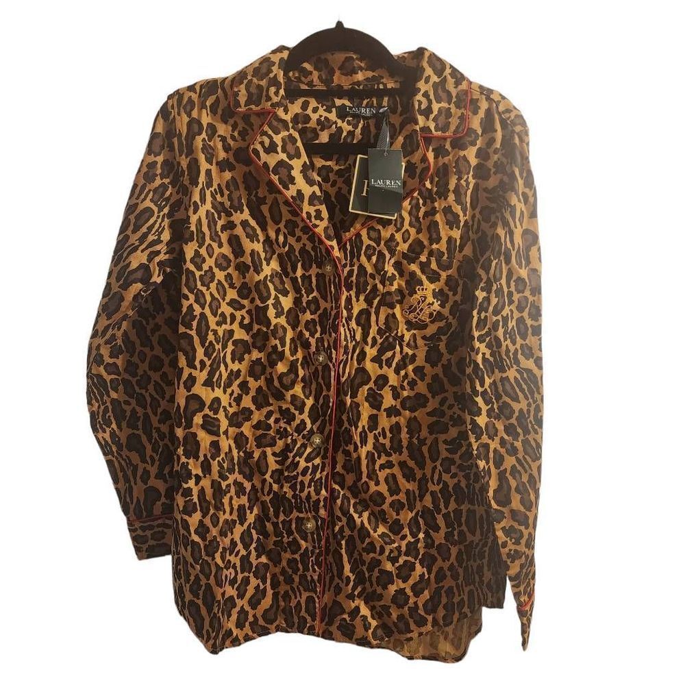 Lauren Ralph Lauren NWT Animal Print Neutral PJ Top Size Small